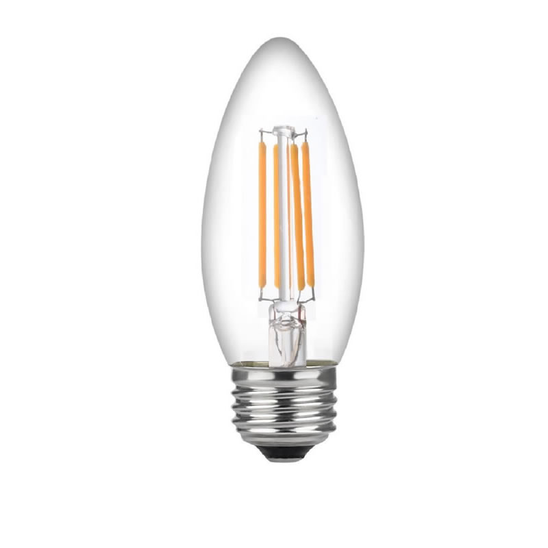 Lampadine a LED Candelabri da 60 Watt Base media, Lampadine a candelabro, Filamento dimmerabile Lampadine a LED da 60 Watt (Utilizza solo 4,5 watt), Lampadine a candela a filamento LED C37